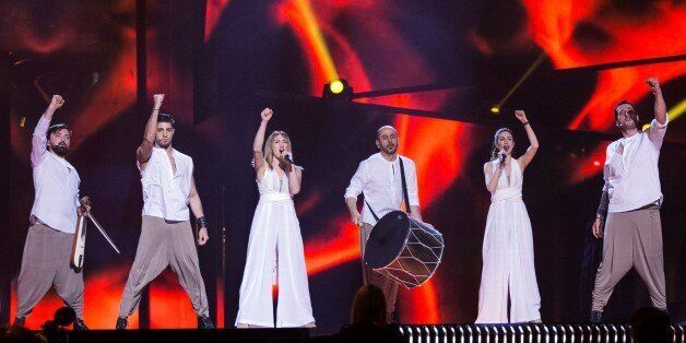 STOCKHOLM, SWEDEN - MAY 9: Group Argo of Greece performs during dress rehearsal of 2016 Eurovision Song Contest at Ericsson Globe Arena in Stockholms, Sweden on May 9, 2016. 18 semifinalists will be voted by the jury during semifinals of Eurovision Song Contest. (Photo by Mehmet Kaman/Anadolu Agency/Getty Images)