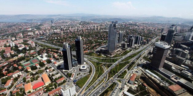Istanbul's Levent financial district, which comprises of leading Turkish company headquarters and popular shopping malls, is seen from the Sapphire Tower in Istanbul May 17, 2011. REUTERS/Osman Orsal (TURKEY - Tags: SOCIETY CITYSCAPE)