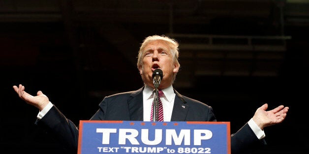 Republican presidential candidate Donald Trump gestures during a rally in Charleston, W.Va., Thursday, May 5, 2016. (AP Photo/Steve Helber)