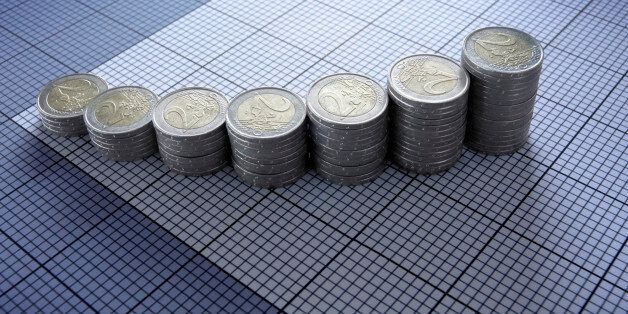 Stacks of Euro coins forming graph