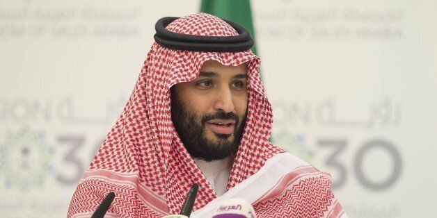 RIYAHD, SAUDI ARABIA - APRIL 25: Deputy Crown Prince of Saudi Arabia Mohammad bin Salman Al Saud delivers a speech during a press conference in Riyadh, Saudi Arabia on April 25, 2016. (Photo by Pool / Bandar Algaloud/Anadolu Agency/Getty Images)