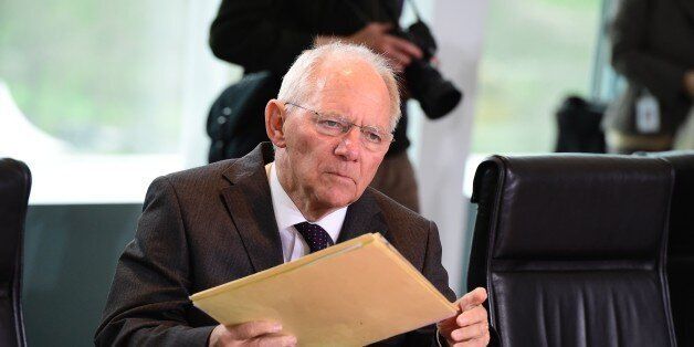 German Finance Minister Wolfgang Schaeuble waits for the start of the weekly cabinet meeting at the Chancellery in Berlin on April 20, 2016. / AFP / TOBIAS SCHWARZ (Photo credit should read TOBIAS SCHWARZ/AFP/Getty Images)