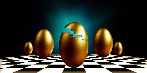 (AUSTRALIA & NEW ZEALAND OUT) Golden eggs on a chess board (Photo by Fairfax Media via Getty Images)