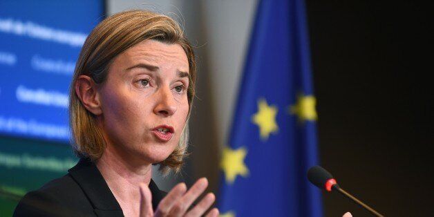 European Union High Representative for Foreign Affairs and Vice-President of the European Commission Federica Mogherini gives a press conference during an European Union Foreign Affairs Council meeting in Luxembourg on April 18, 2016.The European Union pledged to intensify efforts to aid Tunisia as it tackles economic troubles and a jihadist threat in its transition to democracy five years after its revolution. / AFP / JOHN THYS (Photo credit should read JOHN THYS/AFP/Getty Images)