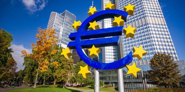 The Euro Symbol in the financial district in Frankfurt am Main.