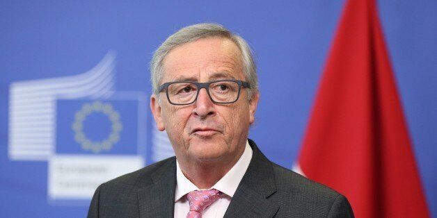 BRUSSELS, BELGIUM - APRIL 21: President of European Commission Jean-Claude Juncker attends press conference after his meeting with President of Indonesia Joko Widodo (not seen), in Brussels, Belgium on April 21, 2016. (Photo by Dursun Aydemir/Anadolu Agency/Getty Images)