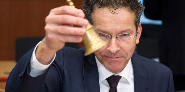 Eurogroup President and Dutch Finance Minister Jeroen Dijsselbloem rings the bell prior to a meeting of Eurogroup ministers at the European Council headquarters in Brussels on February 11, 2016. / AFP / THIERRY MONASSE (Photo credit should read THIERRY MONASSE/AFP/Getty Images)