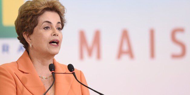 Brazilian President Dilma Rousseff delivers a speech during the launching of the Agricultural and Livestock Plan for 2016/2017, at Planalto Palace in Brasilia, on May 4, 2016.Rousseff is fighting impeachment on allegations that she illegally borrowed money to boost public spending during her 2014 re-election campaign. / AFP / EVARISTO SA (Photo credit should read EVARISTO SA/AFP/Getty Images)