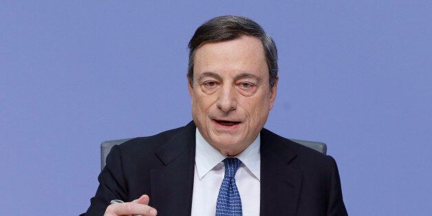 President of European Central Bank Mario Draghi speaks during a press conference following a meeting of the governing council in Frankfurt, Germany, Thursday, March 10, 2016. The European Central Bank cut all its main interest rates, expanded its bond-buying stimulus program, and offered new cheap loans to banks, making an unexpectedly aggressive effort to boost inflation and economic growth in the 19 countries that share the euro. (AP Photo/Michael Probst)