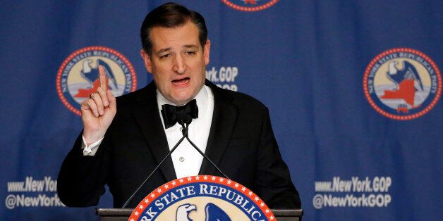 Republican presidential candidate Sen. Ted Cruz, R-Texas, speaks during the New York Republican State Committee Annual Gala Thursday, April 14, 2016, in New York. (AP Photo/Kathy Willens)