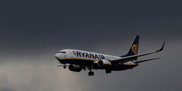 A Ryanair plane prepares to land at Manchester Airport in Manchester northern England, March 31, 2016. REUTERS/Phil Noble