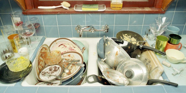 Sink full of dirty dishes