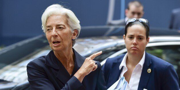International Monetary Fund (IMF) chief Christine Lagarde arrives for a Eurogroup meeting at the EU headquarters in Brussels on June 27, 2015. AFP PHOTO/ JOHN THYS (Photo credit should read JOHN THYS/AFP/Getty Images)