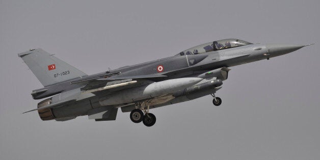 A Turkish Air Force F-16D Block 52+ prepares for landing at Konya Air Base, Turkey, during Exercise Anatolian Eagle 2014.