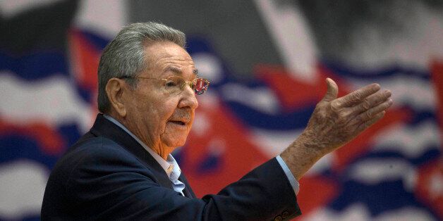 Cuba's President Raul Castro addresses the 7th Cuban Communist Party Congress in Havana, Cuba, Saturday, April 16, 2016. The Communist Party opened their four-day Congress on Saturday, and are expected to decide the course of the island in the midst of an economic crisis and diplomatic thaw with the United States. The party holds its Congress every five years. (Ismael Francisco/Cubadebate via AP)