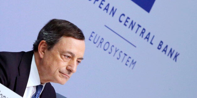 President of European Central Bank Mario Draghi speaks during a press conference following a meeting of the governing council in Frankfurt, Germany, Thursday, March 10, 2016. The European Central Bank cut all its main interest rates, expanded its bond-buying stimulus program, and offered new cheap loans to banks, making an unexpectedly aggressive effort to boost inflation and economic growth in the 19 countries that share the euro. (AP Photo/Michael Probst)