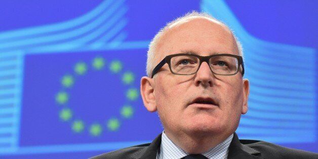 First Vice-President Frans Timmermans gives a press conference at the EU Headquarters in Brussels on April 6, 2016.The European Union's executive launched a drive Wednesday to overhaul the EU's asylum rules to better share the burden of unprecedented migrant inflows. / AFP / JOHN THYS (Photo credit should read JOHN THYS/AFP/Getty Images)
