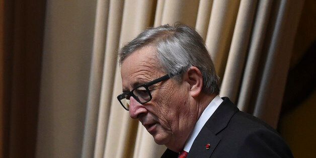 Luxembourger President of the European Comission Jean-Claude Juncker arrives at the Portuguese parliament for the swearing-in ceremony of Marcelo Rebelo de Sousa as president of Portugal in Lisbon on March 9, 2016. / AFP / FRANCISCO LEONG (Photo credit should read FRANCISCO LEONG/AFP/Getty Images)