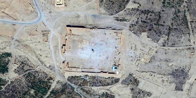 PALMYRA, SYRIA - SEPTEMBER 2, 2015: DigitalGlobe imagery of the Baalshamin temple in Palmyra, Syria collected on September 2nd, 2015 after it was destroyed by ISIS. An oasis in the Syrian desert, north-east of Damascus, Palmyra contains the monumental ruins of a great city that was one of the most important cultural centres of the ancient world. (Photo DigitalGlobe/Getty Images)