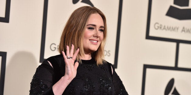 Adele arrives at the 58th annual Grammy Awards at the Staples Center on Monday, Feb. 15, 2016, in Los Angeles. (Photo by Jordan Strauss/Invision/AP)