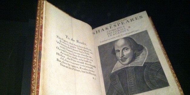 This Oct. 22, 2014 photo shows a volume of work by Shakespeare published in 1623, part of a new installation at the Walters Art Museum in Baltimore opening Sunday. The show tells the story of how the museum's collection of art and antiquities was amassed by William and Henry Walters, a father and son whose fortune began in rye whiskey. (AP Photo/Beth J. Harpaz)