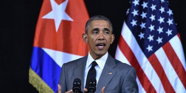 US President Barack Obama delivers a speech at the Gran Teatro de la Habana in Havana on March 22, 2016. During his address to Cubans Obama said he has come to Cuba to 'bury last remnant' of Cold War. AFP PHOTO / Nicholas KAMM / AFP / NICHOLAS KAMM (Photo credit should read NICHOLAS KAMM/AFP/Getty Images)