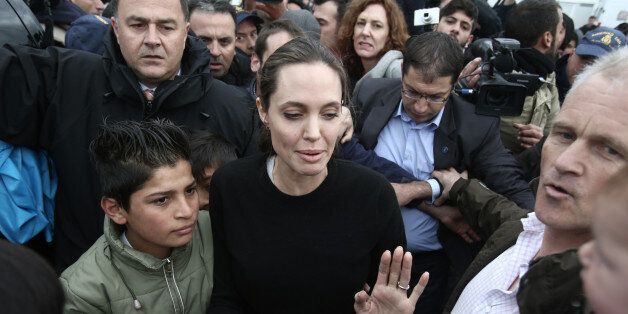 ATHENS, GREECE - 2016/03/16: American actress Angelina Jolie, the Special Envoy to the UN High Commissioner for Refugees (UNHCR), visited refugees and migrants at the Eleonas hospitality center in central Athens. (Photo by Panayiotis Tzamaros/Pacific Press/LightRocket via Getty Images)