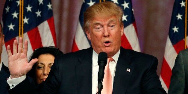 Republican presidential candidate Donald Trump addresses a press conference following his victory in the Florida state primary on March 15, 2016 in West Palm Beach, Florida. The win in Florida for Trump sent rival Marco Rubio, the US senator from the Sunshine State, crashing out of the campaign. The 69-year-old billionaire also won in Illinois and North Carolina. / AFP / RHONA WISE (Photo credit should read RHONA WISE/AFP/Getty Images)