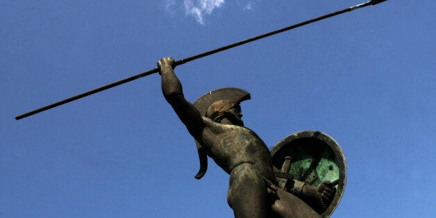 The bronze statue of Spartan King Leonidas is seen on Monday, March 19, 2007 in Thermopylae, which lies about 200 kilometers (125 miles) north of Athens, marking the site where according to legend 300 Spartans held off hundreds of thousands of invading Persians in 480 BC . The