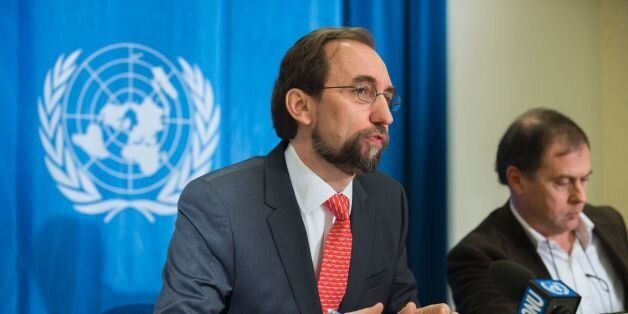 United Nations High Commissioner for Human Rights Zeid Ra'ad Al Hussein (L) speaks during a press conference next to Human Rights spokesperson Rupert Colville at the United Nations offices on February 1, 2016 in Geneva.Al Hussein met the media few days after his office revealed new allegations of child sexual abuse by peacekeepers in the Central African Republic. / AFP / FABRICE COFFRINI (Photo credit should read FABRICE COFFRINI/AFP/Getty Images)