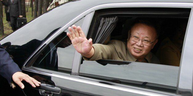 Ulan-ude, russia, august 24, 2011, kim jong-il (kim jong il), the leader of the democratic people's republic of korea (north korea), the chairman of the national defense commission, general secretary of the workers' party of korea, waves from his car after a meeting with russia's president dmitry medvedev at sosnovy bor (pine tree forest) military post in ulan-ude. (Photo by: Sovfoto/UIG via Getty Images)
