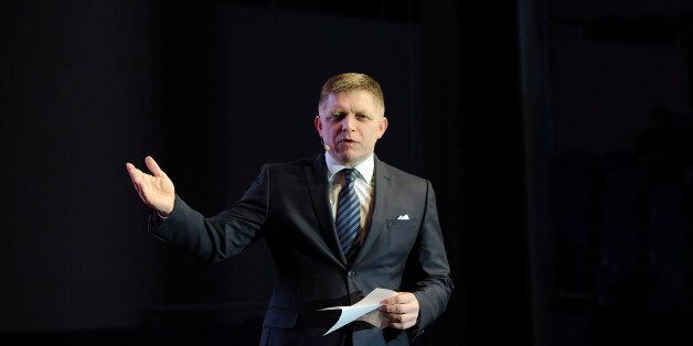 Chairman of the Slovak Smer-Social Democracy party Robert Fico addresses supporters during an election rally on March 2, 2016 in Bratislava ahead of the March 5 general elections. / AFP / SAMUEL KUBANI (Photo credit should read SAMUEL KUBANI/AFP/Getty Images)