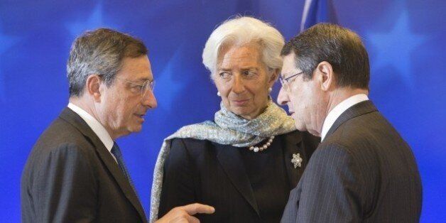From left to right: Mr Mario DRAGHI, President of the European Central Bank; Ms Christine LAGARDE, Managing Director of the IMF; Mr Nicos ANASTASIADES, President of Cyprus.