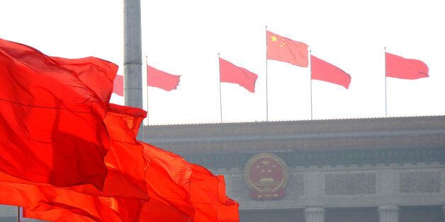 BEIJING, CHINA - MARCH 01: (CHINA OUT) Red flags are seen at the Tiananmen square to welcome the upcoming two sessions on March 1, 2016 in Beijing, China. The Fourth Session of the 12th National People's Congress (NPC) will open on March 5 and the Forth Session of the 12th National Committee of the Chinese People's Political Consultative Conference will open on March 3 this year in Beijing. (Photo by ChinaFotoPress/ChinaFotoPress via Getty Images)