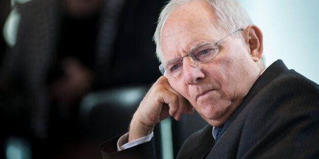 BERLIN, GERMANY - FEBRUARY 24: German Finance Minister Wolfgang Schaeuble waits for the weekly cabinet meeting at the chancellery (Bundeskanzleramt) on February 24, 2016 in Berlin, Germany. (Photo by Florian Gaertner/Photothek via Getty Images)