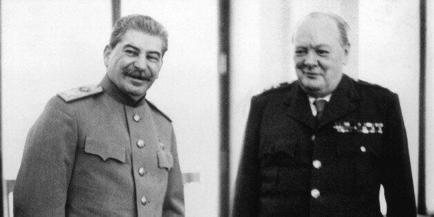 8th February 1945: Marshal Joseph Stalin (1879 - 1953) and Winston Churchill (1874 - 1965) together at the Livedia Palace in Yalta, where they were both present for the conference. (Photo by Central Press/Getty Images)