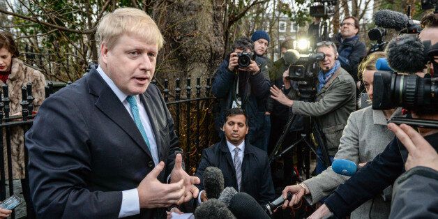 LONDON, ENGLAND - FEBRUARY 21: Mayor of London Boris Johnson announces that he will be backing the 'Leave EU' campaign whilst speaking to the press outside his London home on February 21, 2016 in London, England. Mr Johnson announced his intentions for the EU referendum and to which campaign he will lend his support. (Photo by Chris Ratcliffe/Getty Images)