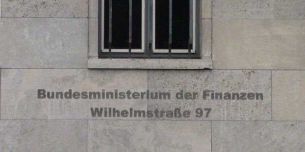 Lettering on the building of the German Ministry of Finance, at Wilhelmstrasse 97 in Berlin, Germany.