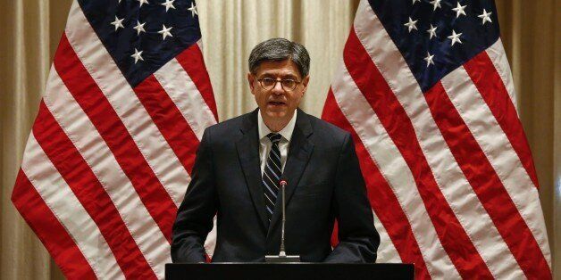 United States Treasury Secretary Jacob Lew holds a press conference after attending sessions of the G20 Finance Ministers and Central Bank Governors Meeting at the Pudong Shangri-la Hotel in Shanghai on February 27, 2016. The global economic recovery is 'uneven and falls short of our ambition for strong, sustainable and balanced growth', G20 finance ministers said on February 27 after a meeting in China. AFP PHOTO / POOL / ROLEX DELA PENA / AFP / POOL / ROLEX DELA PENA (Photo credit should read ROLEX DELA PENA/AFP/Getty Images)