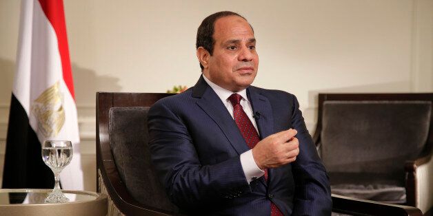 Egyptian President Abdel Fattah el-Sisi answers questions during an interview, Saturday, Sept. 26, 2015, in New York. Sisi discussed various issues including Egypt's role in the Middle East, his country's work on an expansion project to the Suez Canal, and relations with the United States. (AP Photo/Julie Jacobson)