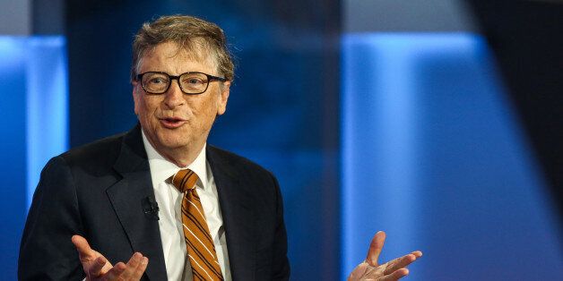 Bill Gates, co-founder of the Bill & Melinda Gates Foundation, speaks during a Bloomberg Television interview in New York, U.S., on Tuesday, Feb. 23, 2016. Gates, also a co-founder of Microsoft spoke about his view of Apple's battle against an FBI court order to unlock an iPhone belonging to a shooter involved in the San Bernardino, California terror attack and the need for a balance between privacy and government access. Photographer: Chris Goodney/Bloomberg via Getty Images