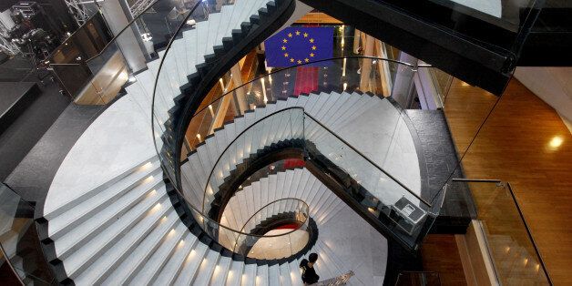 STRASBOURG, FRANCE - FEBRUARY 1: Visitors walk the stairs in the European Parliament ahead of the debate on the ECB report for 2014 on February 1, 2016 in Strasbourg, France. During the last press conference in Frankfurt, Draghi indicated that the bank may review its course of action in March. Photo by Michele Tantussi/Getty Images)