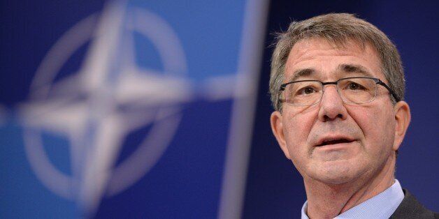 US Secretary of Defence Ashton Carter addresses the media during the North Atlantic Council (NAC) of Defence Ministers' meeting at the NATO headquarter in Brussels on February 11, 2016. / AFP / THIERRY CHARLIER (Photo credit should read THIERRY CHARLIER/AFP/Getty Images)