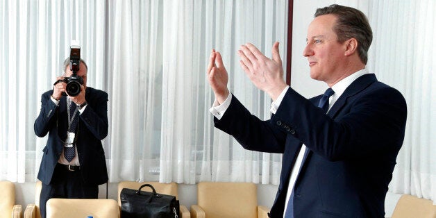 British Prime Minister David Cameron arrives for a bilateral meeting with his Italian counterpart within a European Union leaders summit addressing the talks about the so-called Brexit and the migrants crisis, in Brussels on February 19, 2016. Prime Minister David Cameron admitted there was 'still no deal' as he headed into a second day of talks after all-night negotiations failed to deliver an agreement to stop Britain crashing out of the EU. / AFP / POOL / FRANCOIS LENOIR (Photo credit should read FRANCOIS LENOIR/AFP/Getty Images)