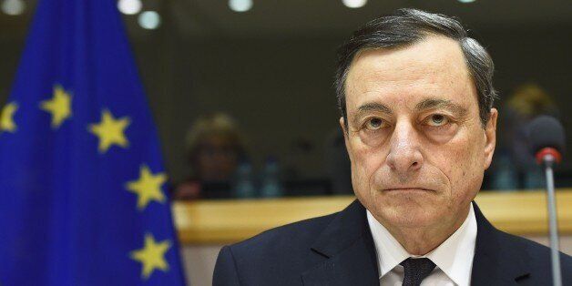 European Central Bank President Mario Draghi addresses the Committee on Economic and Monetary Affairs at the European Parliament in Brussels, on February 15, 2016. / AFP / EMMANUEL DUNAND (Photo credit should read EMMANUEL DUNAND/AFP/Getty Images)