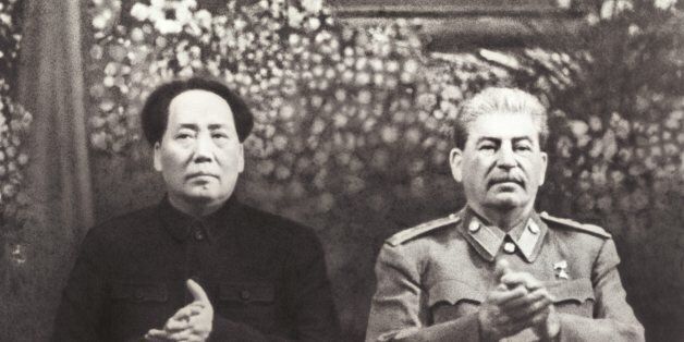 BEIJING, CHINA - DECEMBER, 1949: (CHINA OUT) Chairman Mao Zedong meets with Joseph Vissarrionovich Stalin in December, 1949 in Beijing, China. (Photo by ChinaFotoPress via Getty Images)