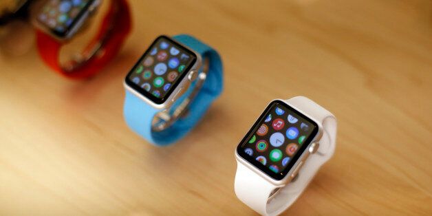 Apple Watches are displayed at an Apple store on Chicago's Magnificent Mile Friday, Sept. 25, 2015, in Chicago. (AP Photo/Kiichiro Sato)