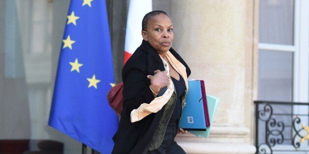 French Justice Minister Christiane Taubira leaves the Elysee Palace after the council of ministers on January 20, 2016 in Paris. / AFP / STEPHANE DE SAKUTIN (Photo credit should read STEPHANE DE SAKUTIN/AFP/Getty Images)