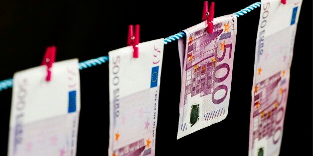 (GERMANY OUT) symbolic money laundering photo 500 Euro banknotes on a clothesline (Photo by globalmoments/ullstein bild via Getty Images)