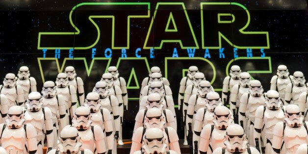 SHANGHAI, CHINA - JANUARY 19: (CHINA OUT) 100 models of Imperial storntroopers from Star Wars are displayed at UNIQLO flagship store on January 19, 2016 in Shanghai, China. (Photo by ChinaFotoPress/ChinaFotoPress via Getty Images)
